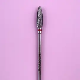 LUNAmoon. Carbide nail bit, corn, Soft Red, 4 mm. Фреза твердосплавна потоншена "Кукурудза", червона, для лівші #2
