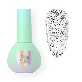 You Are Cute. Easy Peasy Top Coat, #2, 5 ml, прозорий топ з чорними часточками #1