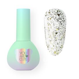 You Are Cute. Easy Peasy Top Coat, #3, 5 ml, прозорий топ з золотою поталлю #1