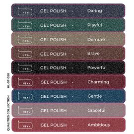 HEYLOVE. Набір наклейок для демонстраційних тіпс. Gel polish, Qualities collection #1