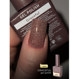 HEYLOVE. Reflective Gel Polish, GRACEFUL, 15 ml, гель-лак, припилено-рожевий зі срібними світловідбиваючими частинками #2