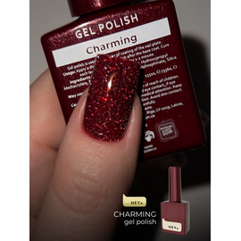 HEYLOVE. Reflective Gel Polish, CHARMING, 15 ml, гель-лак, глибокий бордовий зі срібними світловідбиваючими частинками #2