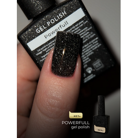 HEYLOVE. Reflective Gel Polish, POWERFUL, 15 ml, гель-лак, чорний зі срібними світловідбиваючими частинками #2