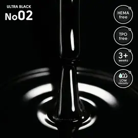 SHELLY. Gel Polish #02, Ultra Black, 12 ml. Гель лак #2