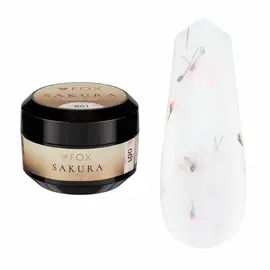 F.O.X. Sakura Builder Gel #001,15 ml. Трьохфазний гель для моделювання нігтів, з сухоцвітами #1