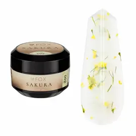 F.O.X. Sakura Builder Gel #002,15 ml. Трьохфазний гель для моделювання нігтів, з сухоцвітами #1
