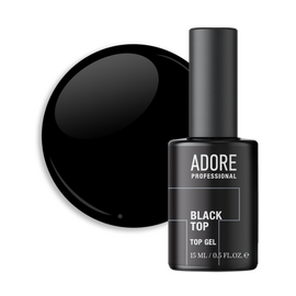 ADORE. Black Top coat, 15 ml. Вітражний топ, чорний #1