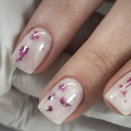 SAGA. Liquid Floral Gel, 15 ml, #01. Рідкий гель для укріплення та нарощування з сухоцвітами #2