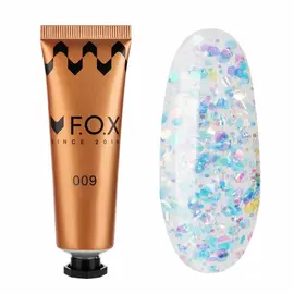 F.O.X. Poly gel Nano, #009, 30 ml. Надміцний полігель для моделювання з блискітками #1
