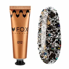 F.O.X. Poly gel Nano, #012, 30 ml. Надміцний полігель для моделювання з блискітками #1