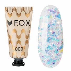 F.O.X. Poly gel Nano, #009, 15 ml. Надміцний полігель для моделювання з блискітками #1