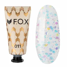 F.O.X. Poly gel Nano, #011, 15 ml. Надміцний полігель для моделювання з блискітками #1