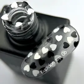 NOTD. "Kupidon" Top #06, 10 ml, top con corazones negros y blancos #2