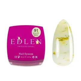 EDLEN. Builder gel, Flower Yogurt #91, 30 ml. Builder gel for nail extension, with dried flowers #1