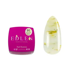 EDLEN. Builder gel, Flower Yogurt #91, 15 ml. Gel de construcción, con flores secas #1
