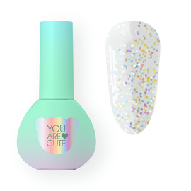 You Are Cute. Party Glaze Top Coat, 5 ml, топ із різнокольоровим сяйвом — You Are Cute, NAILSMADE