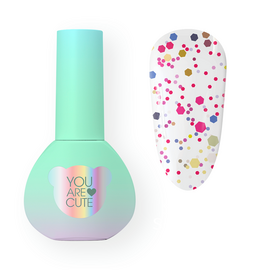 You Are Cute. Sugar Shimmer Top Coat, 5 ml, топ з дрібним різнокольоровим шимером — You Are Cute, NAILSMADE