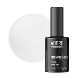 ADORE. French Base, №26, Salt, 15 ml. Камуфлююча база, молочна з шимером — Adore Professional, NAILSMADE