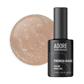 ADORE. French Base, №29, Honey, 15 ml. Камуфлююча база, пісочно-бежева з шимером — Adore Professional, NAILSMADE