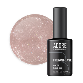 ADORE. French Base, №30, Selflove, 15 ml. Камуфлююча база, пильна троянда з шимером — Adore Professional, NAILSMADE