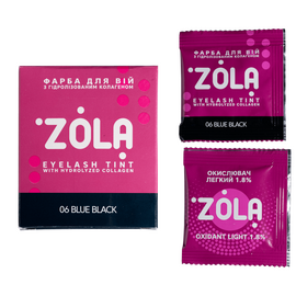 ZOLA. Eyelashes Tint With Collagen #06, Blue-Black, 5 ml. Фарба для вій з колагеном, синяво-чорна — ZOLA, NAILSMADE