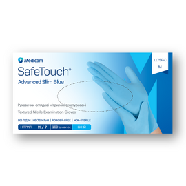 Medicom. Рукавички нітрилові неопудрені, SafeTouch Advanced, 3.5 g, S, 100 шт, сині — Medicom, NAILSMADE