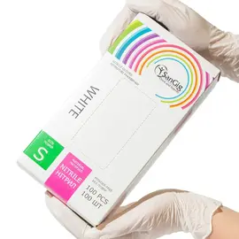 SanGig. Рукавички нітрилові неопудрені, 3.5 g, S, 100 шт, Білі — SanGig, NAILSMADE