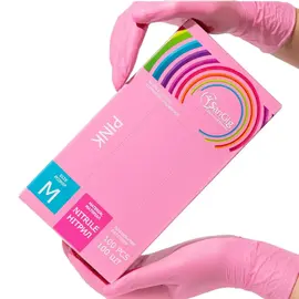 SanGig. Рукавички нітрилові неопудрені, 3.5 g, M, 100 шт, Рожеві — SanGig, NAILSMADE