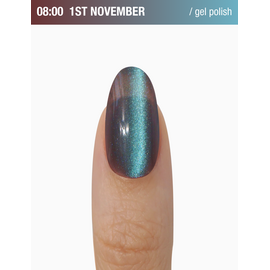 ADORE. Cat's Eye Gel Polish, 08:00, 12 ml. Гель-лак "котяче око" шовковий, темний бірюзовий — Adore Professional, NAILSMADE