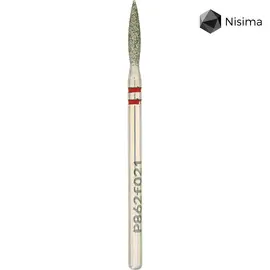 Nisima. Фреза алмазная "ПЛАМЯ" красная, Ø 2.1 mm, острая, P862f021 — Nisima, NAILSMADE