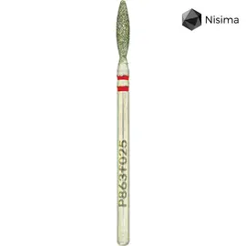 Nisima. Фреза алмазная "ПЛАМЯ" красная, Ø 2.5 mm, безопасная, P863f025 — Nisima, NAILSMADE