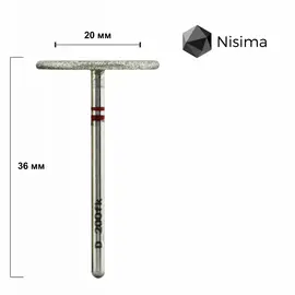Nisima. Фреза алмазна "ПЕДИКЮРНИЙ ДИСК" червона, Ø 20 mm, D_200fK — Nisima, NAILSMADE