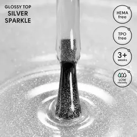 SHELLY. Silver Sparkle Top, 12 ml. Топ зі срібними блискітками — Shelly, NAILSMADE
