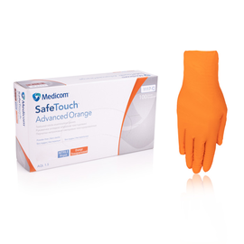 Перчатки Medicom SafeTouch Advanced Orange (оригинал), размер M, оранжевые (плотные и прочные 5 грамм) 50 пар #1
