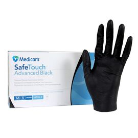 Перчатки Medicom SafeTouch Advanced Extened (оригинал), размер M, черные (плотные и прочные 5 грамм) 50 пар #1