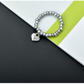 Кільце-підвіска "Серце", сріблястий колір #1