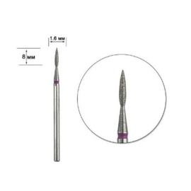 STALEKS Фреза алмазна "ПОЛУМ'Я" червона, Ø 1.6 mm, гостра #2