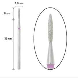 STALEKS Фреза алмазна "ПОЛУМ'Я" червона, Ø 1.6 mm, безпечна #2
