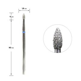 STALEKS Фреза алмазна "ПОЧКА" синя, Ø 1.8 mm, гостра #2