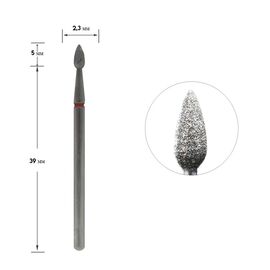 STALEKS Фреза алмазна "КРАПЛЯ" червона, Ø 2.3 mm #2
