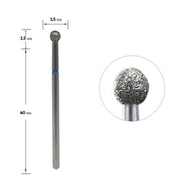 STALEKS. Фреза алмазна "КУЛЯ" синя, Ø 3.5 mm #2