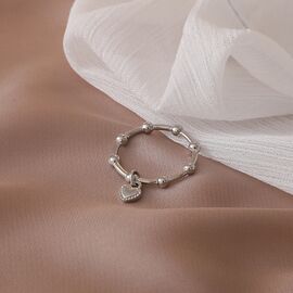 Минималистичное кольцо с подвеской, серебряное #1