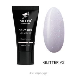 SILLER Polygel with Glitter №2, 30 ml, Моделюючий полігель з глітером #2