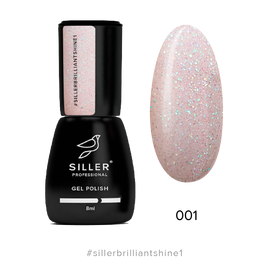 SILLER Gel Polish Brilliant Shine №1, рожевий кварц з глітером, 8 ml, гель-лак #1