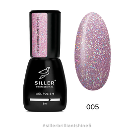 SILLER Гель-лак Brilliant Shine №5, лиловый с глиттером, 8 ml #1