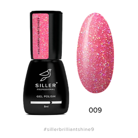 SILLER Гель-лак Brilliant Shine №9, тёплый розовый с глиттером, 8 ml #1