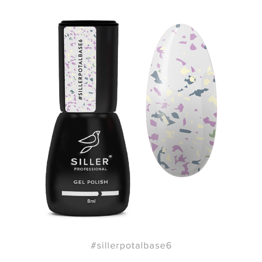 SILLER Potal Base №6, молочна з дрібною різнобарвною поталлю, 8 ml