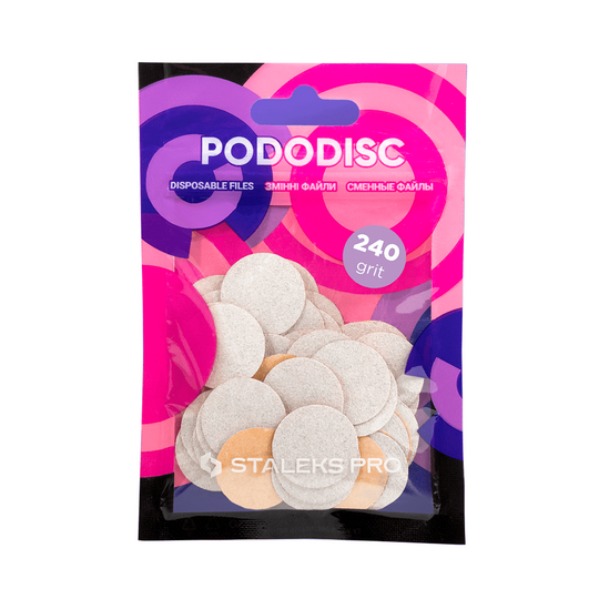 STALEKS. Набір 50 шт, Змінні файли 240 грит для диска PODODISC PRO M, Ø20 mm
