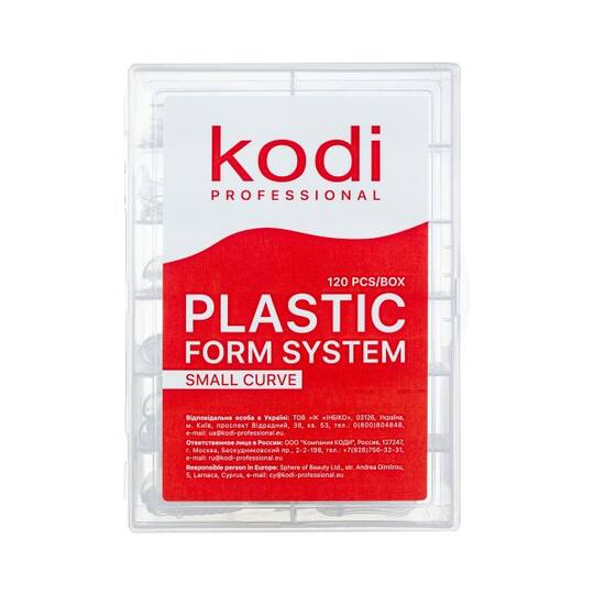 KODI. Plastic Top nail forms, Small Curve, 120 шт, верхні форми для моделювання нігтів №1, невеликий вигин