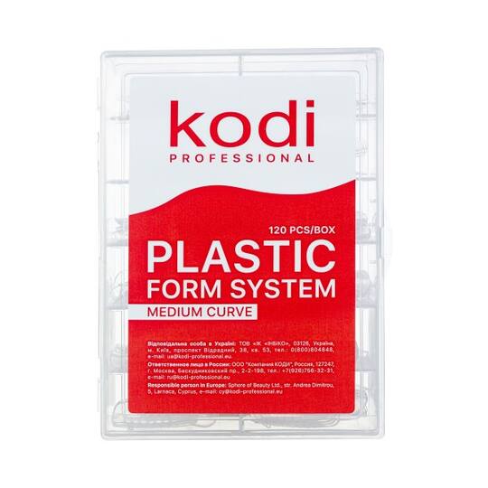 KODI. Plastic Top nail forms, Medium Curve, 120 шт, верхні форми для моделювання нігтів №1, середній вигин